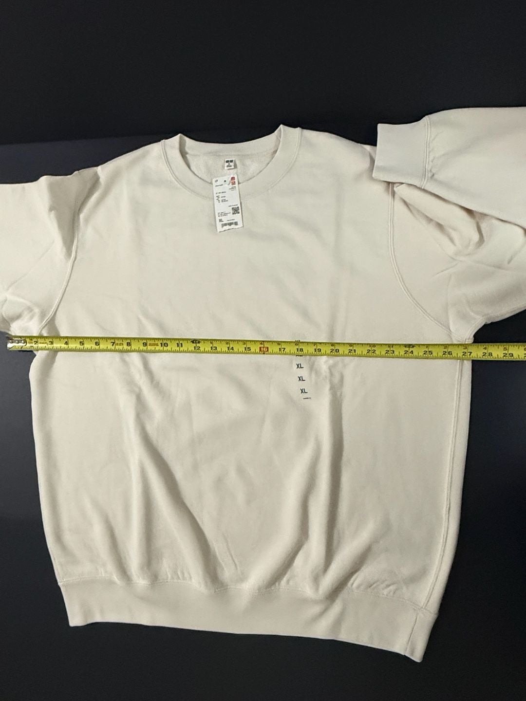 Uniqlo Sweatshirt Size XL Off White Cotton Long Sleeve Crewneck 6
