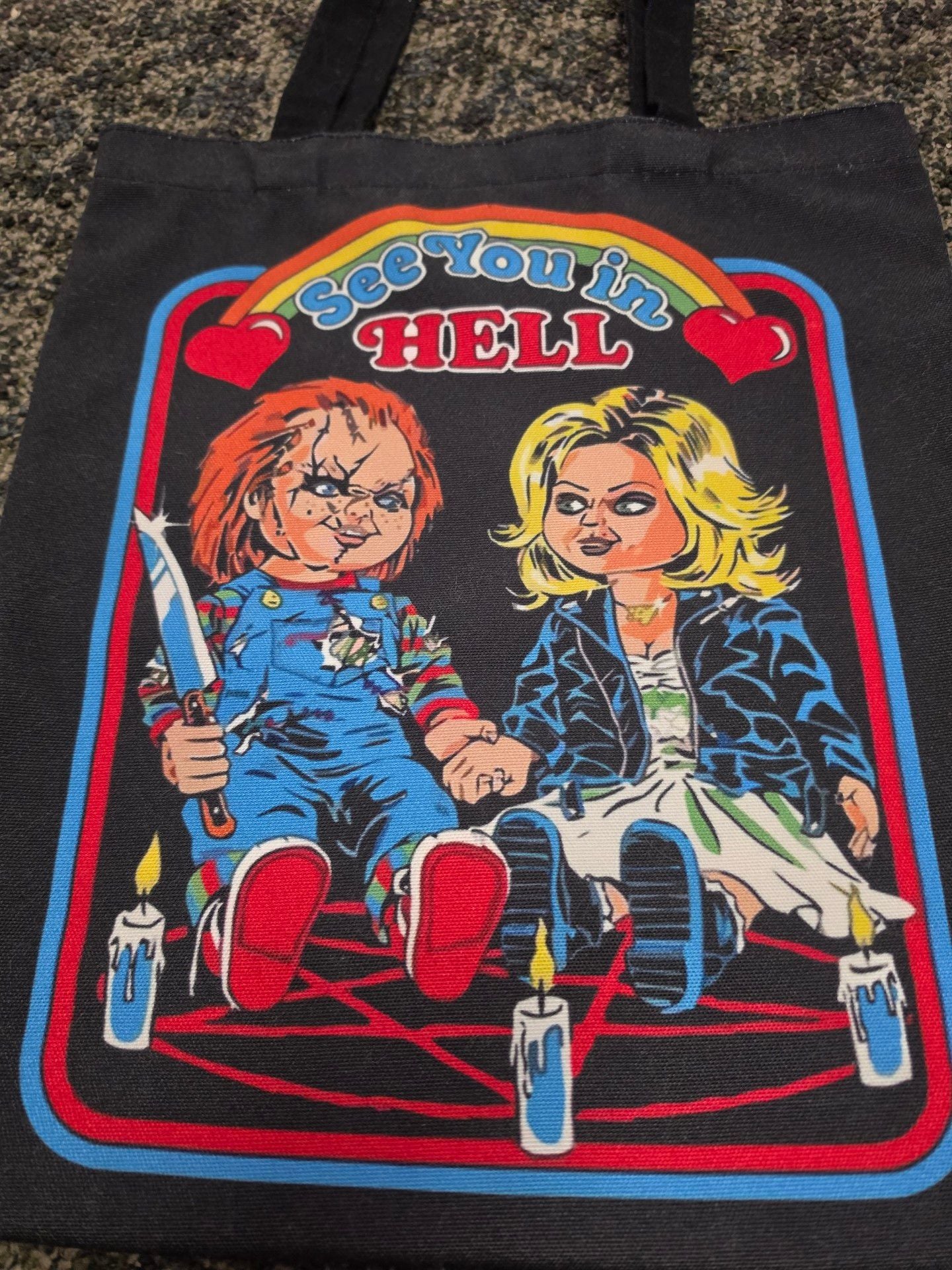 Chucky & Tiffany See You In Hell Tote Bag 3