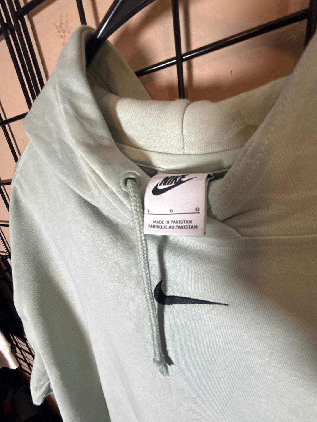 Nike Hoodie Size L Light Green Center Swoosh 4