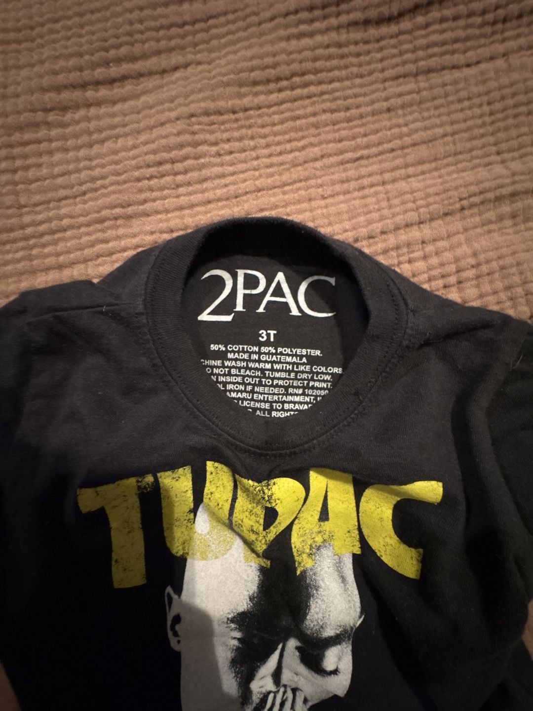 2Pac Graphic T-Shirt Size 3T Black Tupac Shakur Rap Tee 2