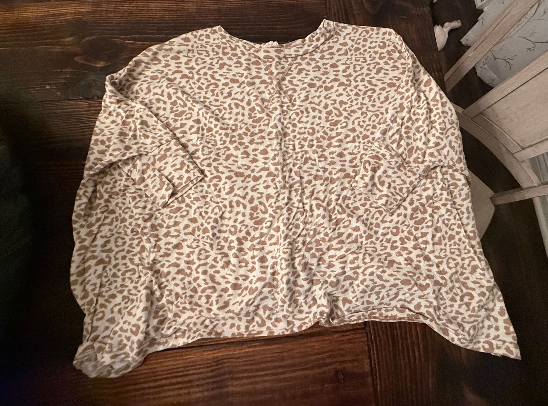 Oversized La Miel Leopard Print Pullover Top Size S Brown Cheetah Animal Top 2