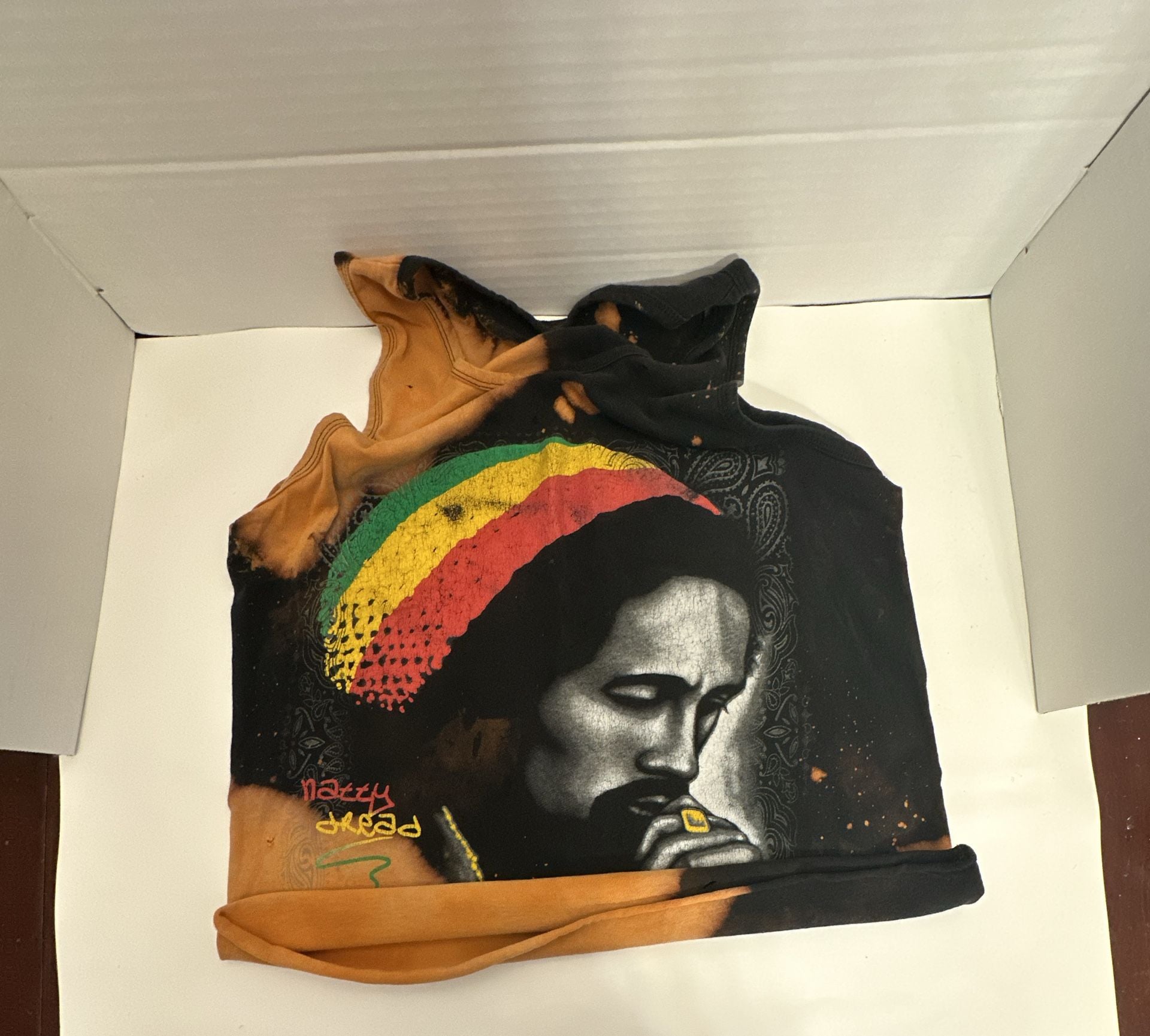 Natty Dread Bob Marley Bleach Wash Tank Top Black 4