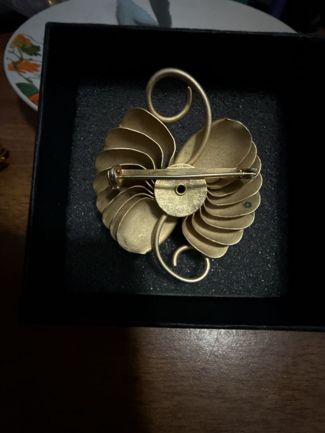 Vintage Abstract Gold Tone Floral Flower Brooch Pin 4