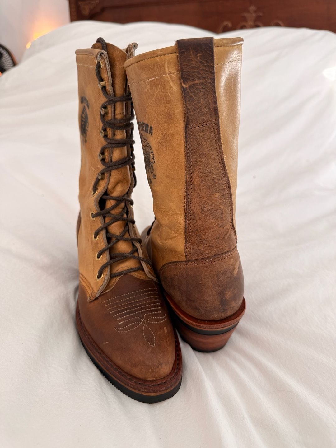 Chippewa 29405 Packer Logger Boots Two-Tone Tan Leather size 5.5 3