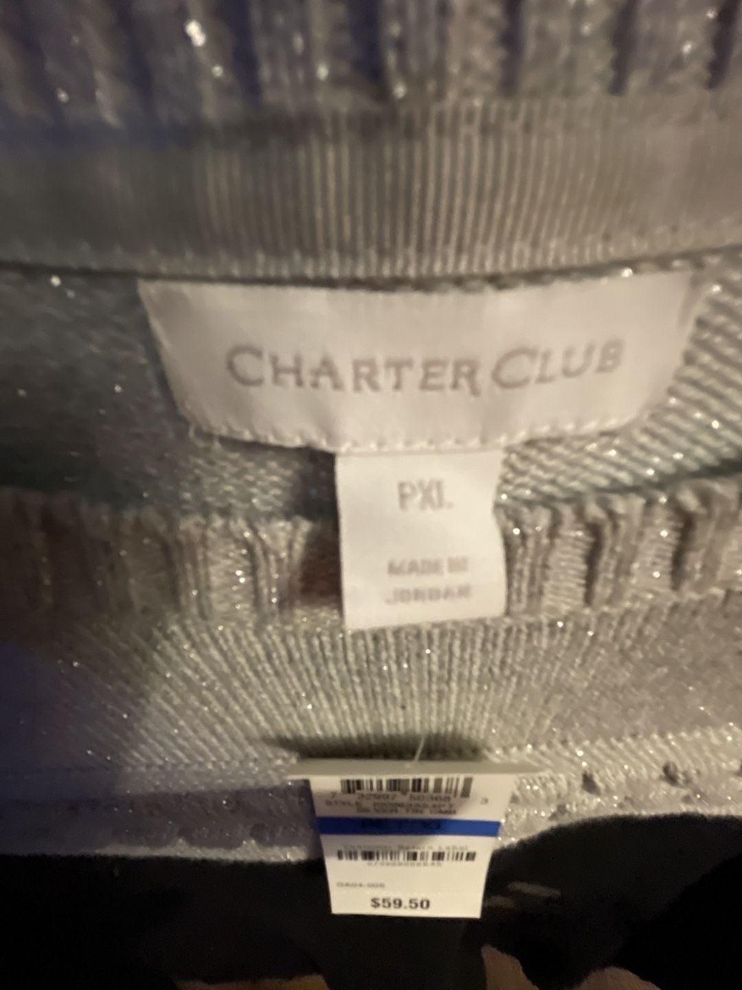 Charter Club Sweater Size PXL Silver Black Metallic Colorblock 3