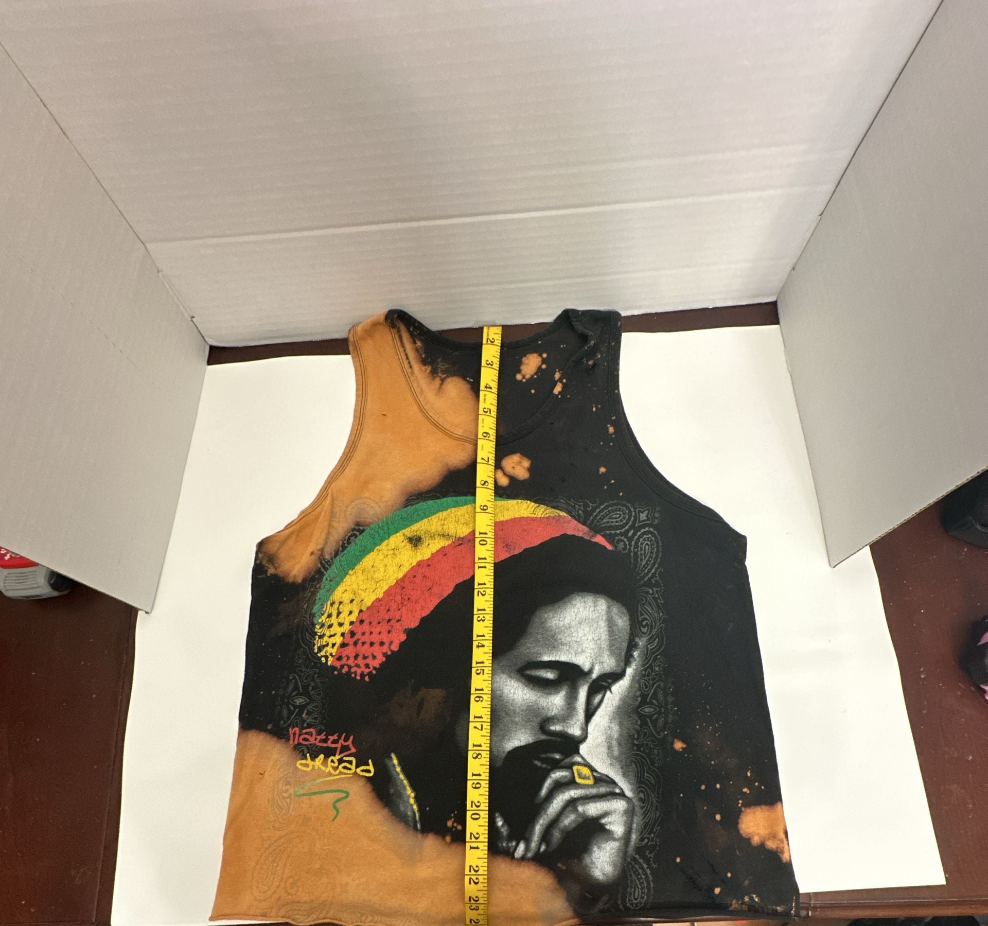 Natty Dread Bob Marley Bleach Wash Tank Top Black 6
