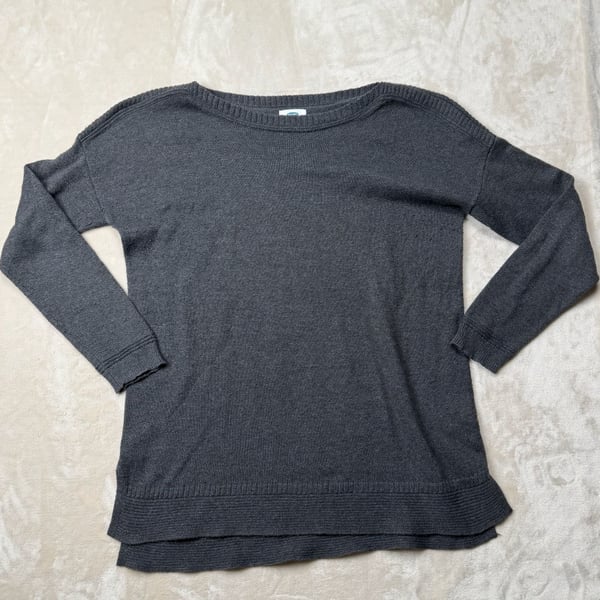 Old Navy Boatneck Tunic Sweater Size L Dark Gray Long Sleeve Knit