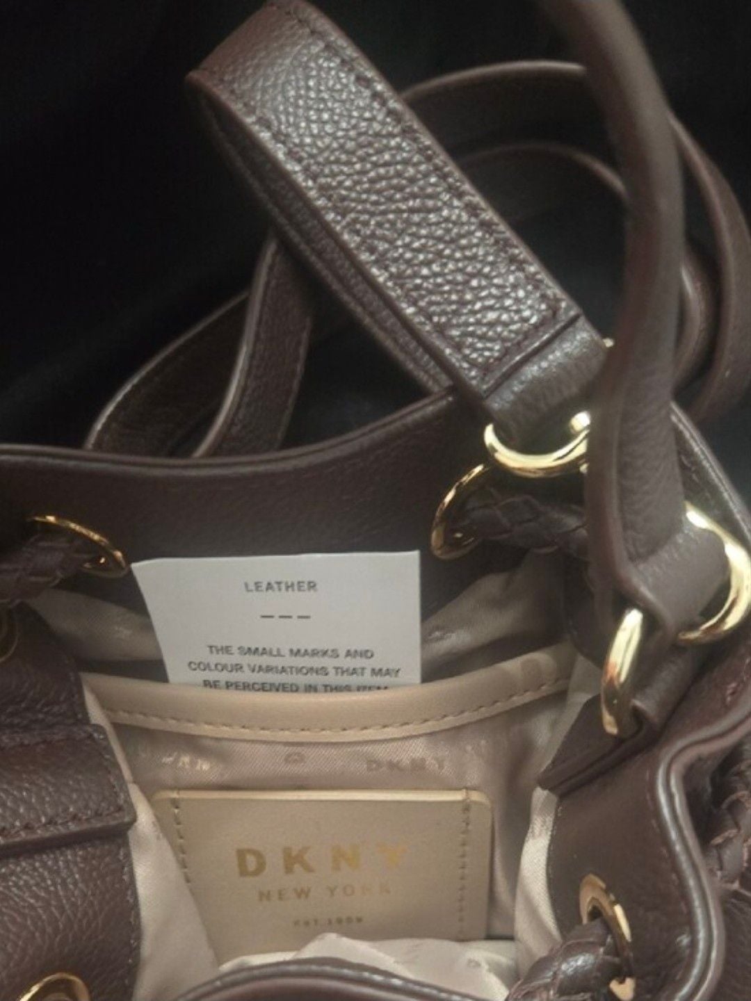 DKNY York Winnie Bucket Bag Brown Leather 7