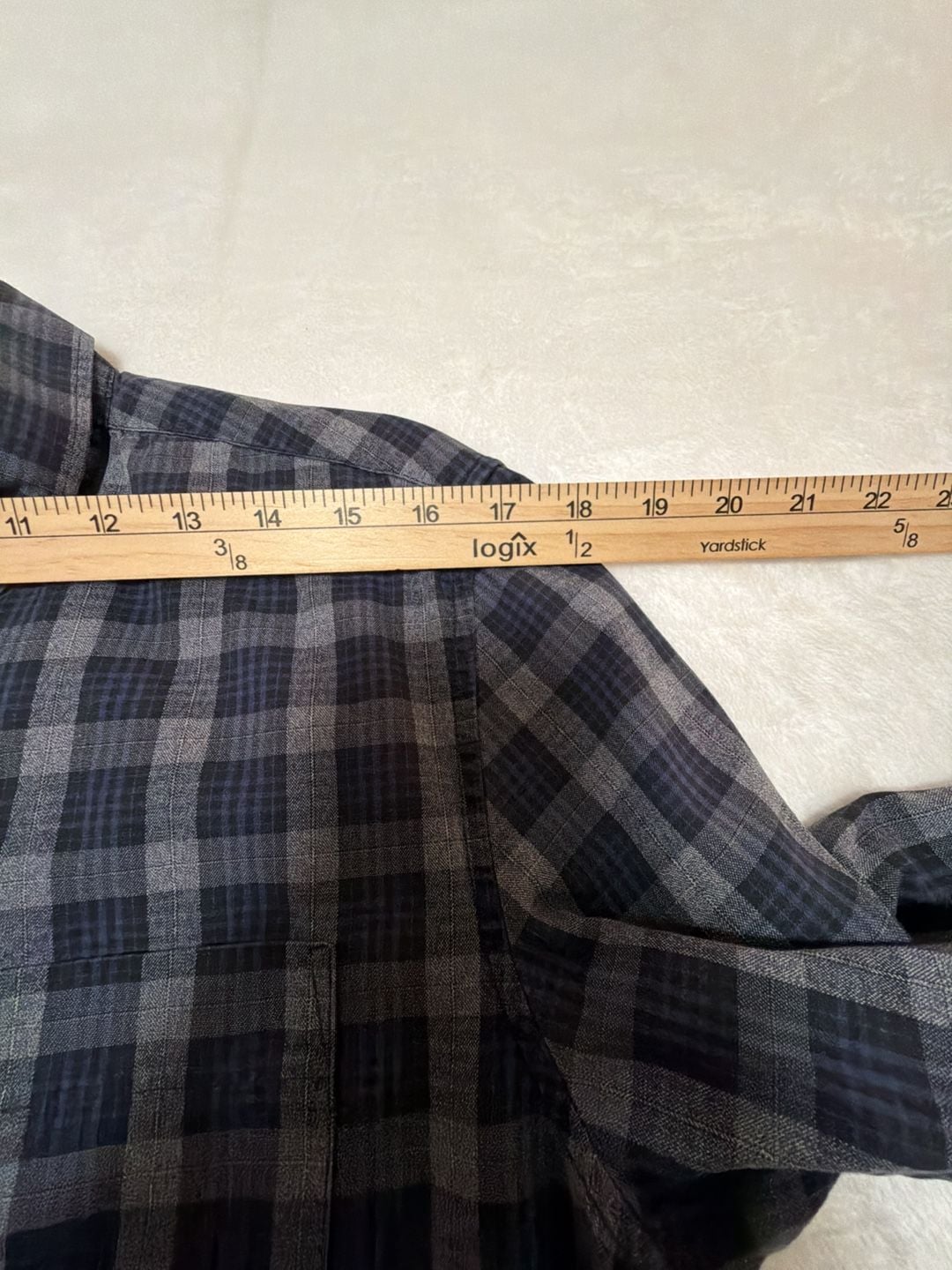 Zara Man Slim Fit Blue And Grey Plaid Long Sleeve Button Down Shirt 15