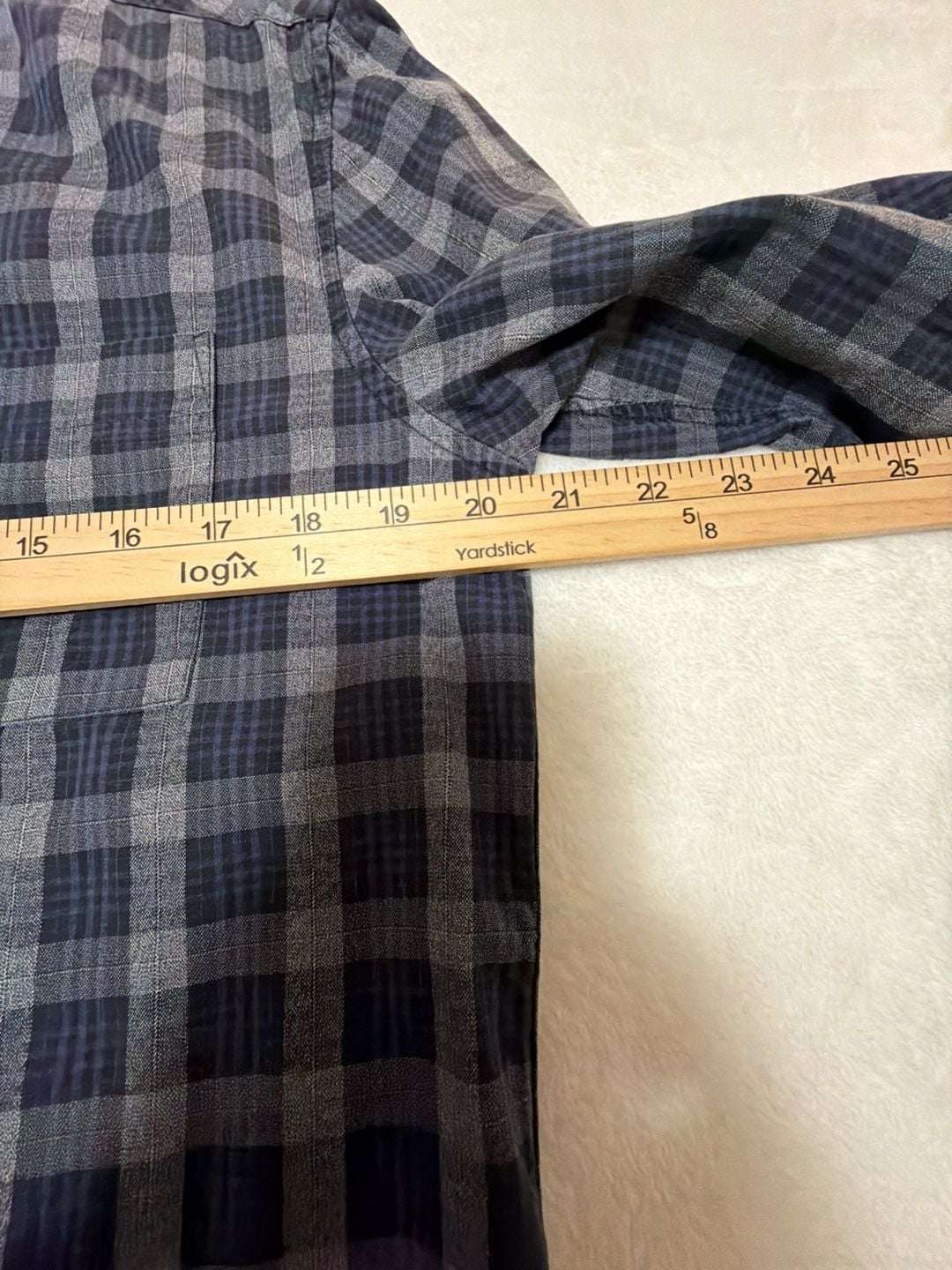Zara Man Slim Fit Blue And Grey Plaid Long Sleeve Button Down Shirt 17