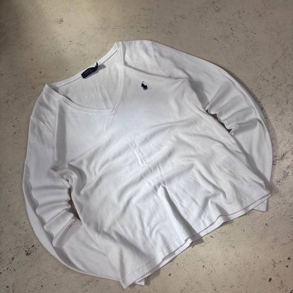 Polo Ralph Lauren Long Sleeve V-Neck T-Shirt Size L White