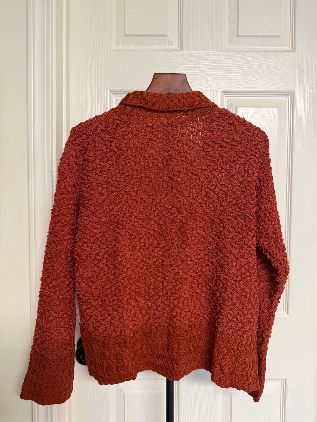 Dokootoo Open Front Fuzzy Knit Cardigan Rust Orange/138 4