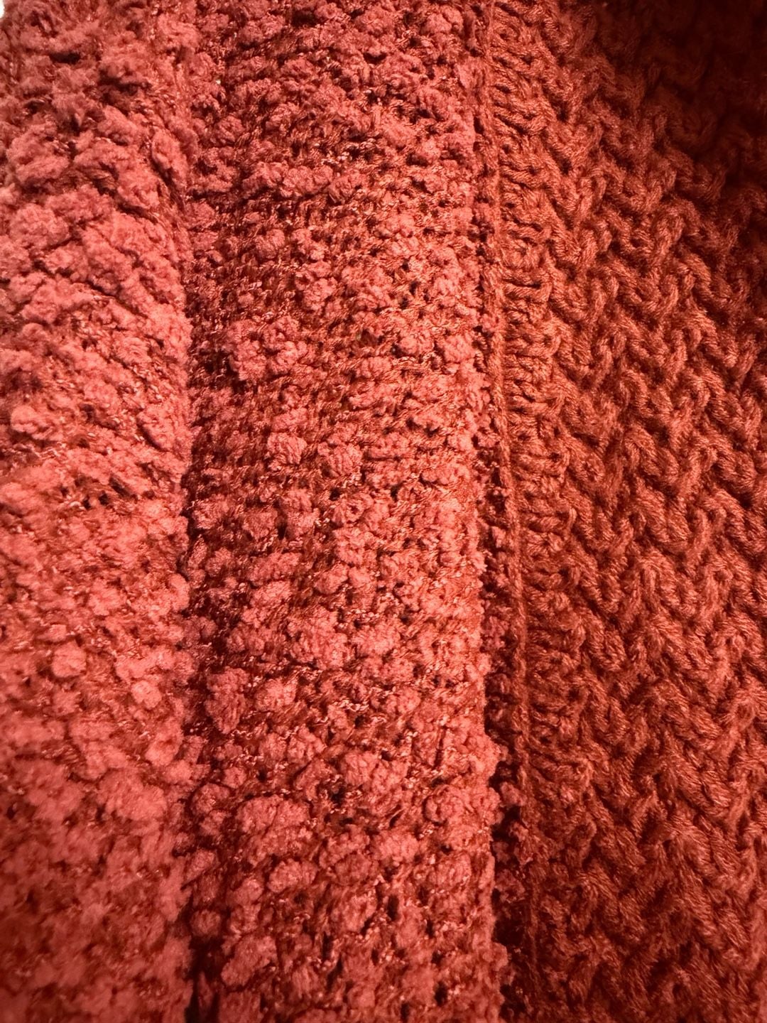 Dokootoo Open Front Fuzzy Knit Cardigan Rust Orange/138 5
