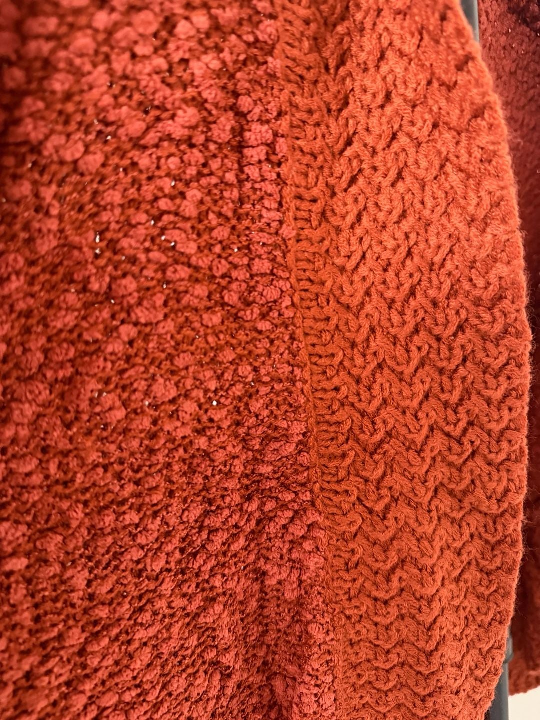 Dokootoo Open Front Fuzzy Knit Cardigan Rust Orange/138 7