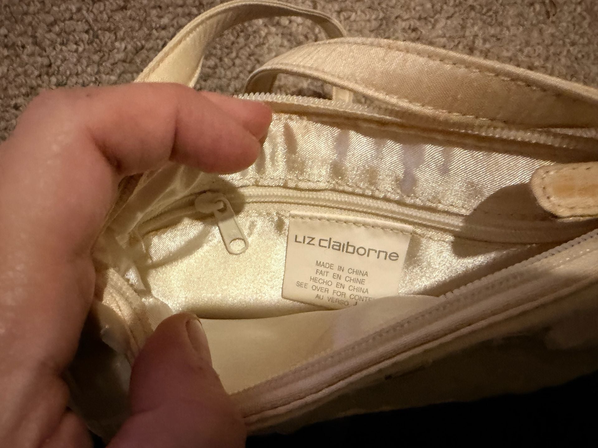 Liz Claiborne Sequin Shoulder Bag Cream Mini Handbag Y2K Purse 3