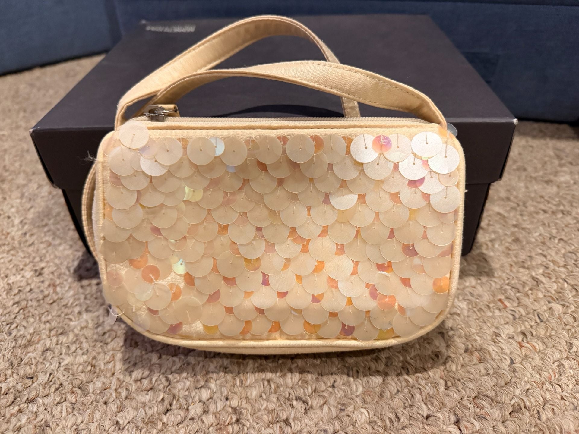 Liz Claiborne Sequin Shoulder Bag Cream Mini Handbag Y2K Purse 4