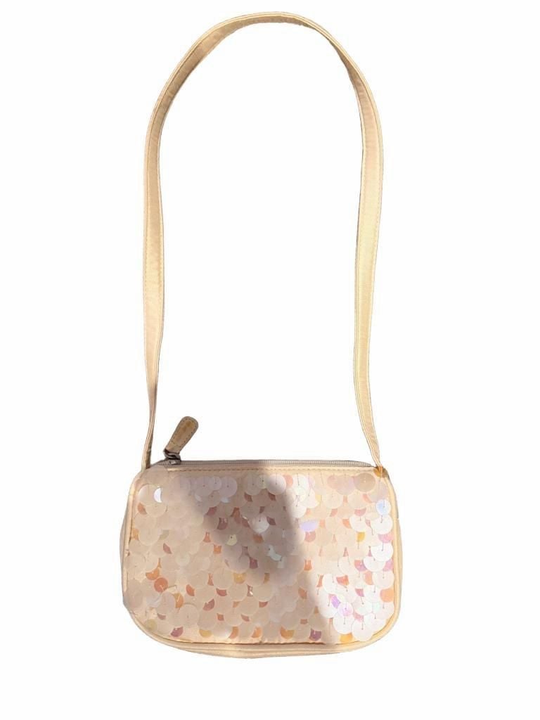 Liz Claiborne Sequin Shoulder Bag Cream Mini Handbag Y2K Purse 2