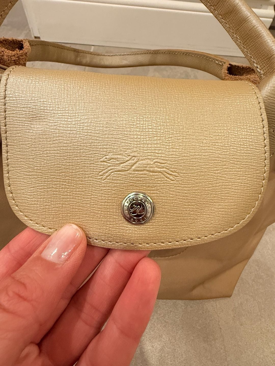 Longchamp Le Pliage Nylon Top Handle Bag Beige Gold 3