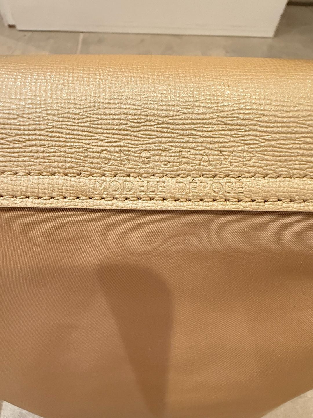 Longchamp Le Pliage Nylon Top Handle Bag Beige Gold 5
