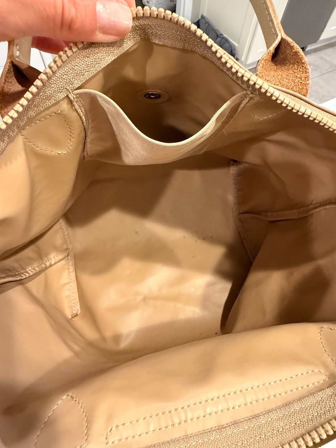 Longchamp Le Pliage Nylon Top Handle Bag Beige Gold 9