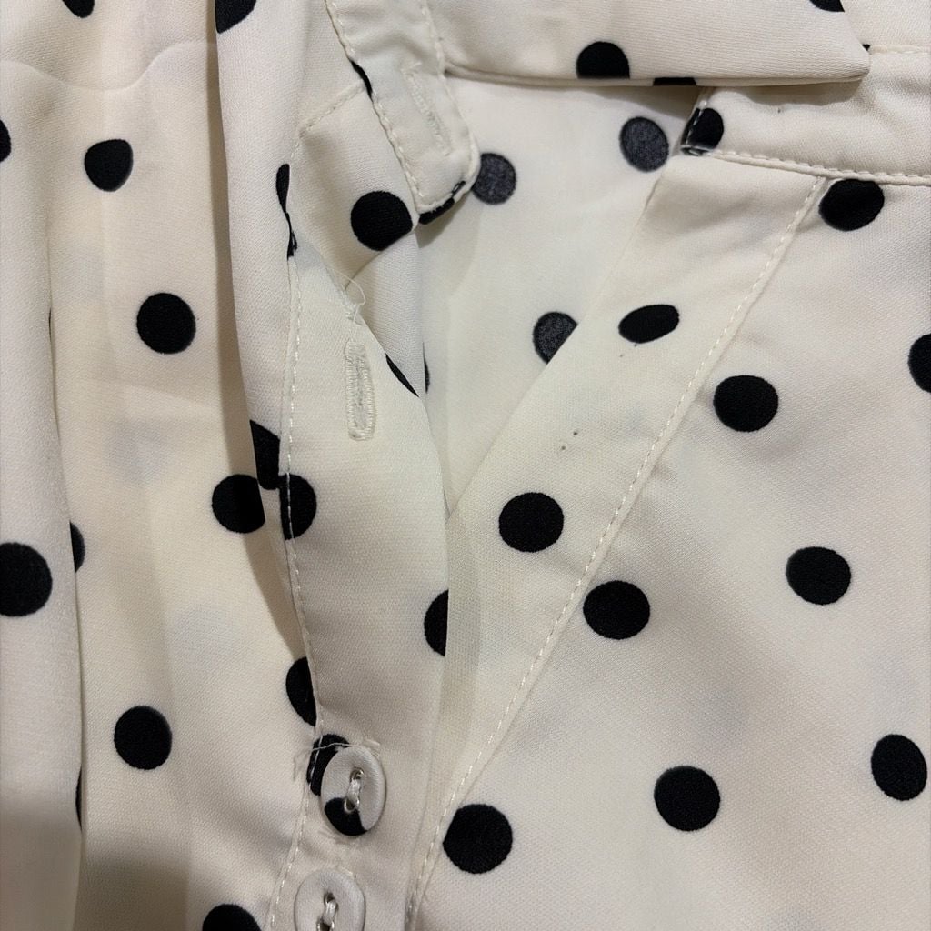 Princess Polly Cottesloe Blouse Size US 2 Cream Polka Dot 10