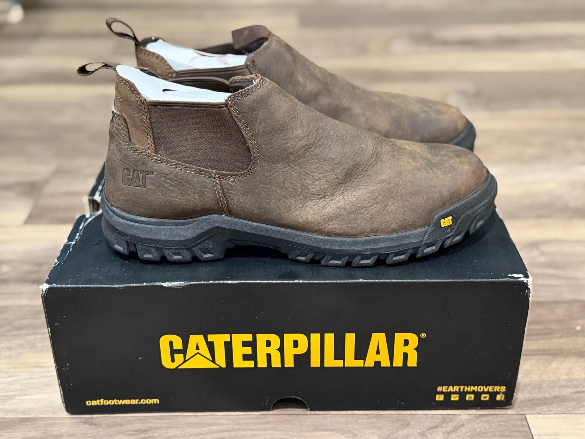 Caterpillar Outline Slip On Steel Toe Work Boots Size 10.5 M Brown 2