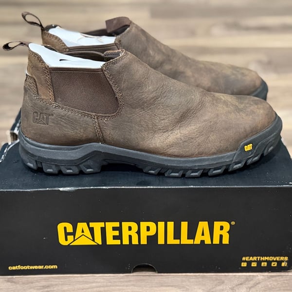 Caterpillar Outline Slip On Steel Toe Work Boots Size 10.5 M Brown