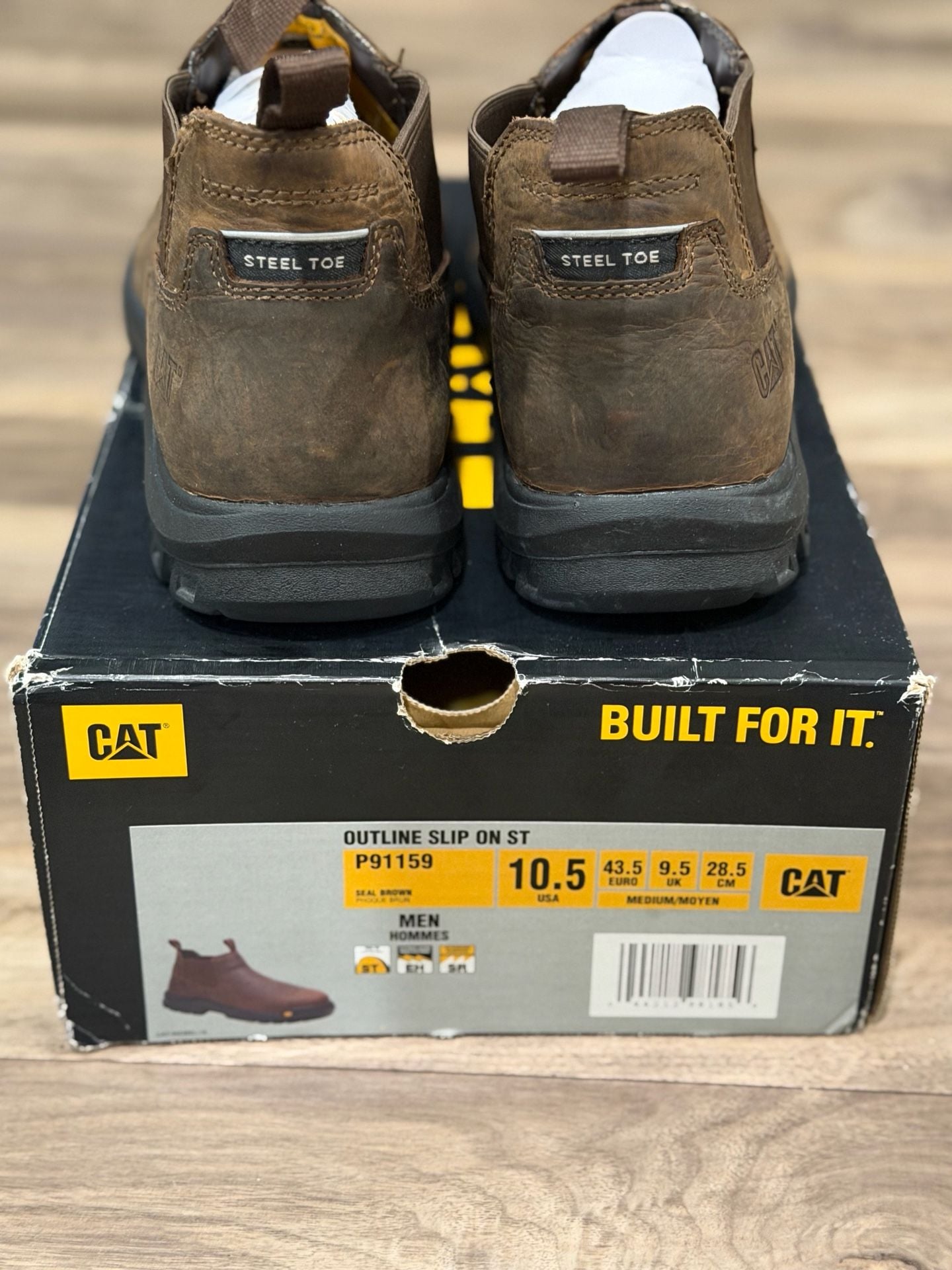 Caterpillar Outline Slip On Steel Toe Work Boots Size 10.5 M Brown 5