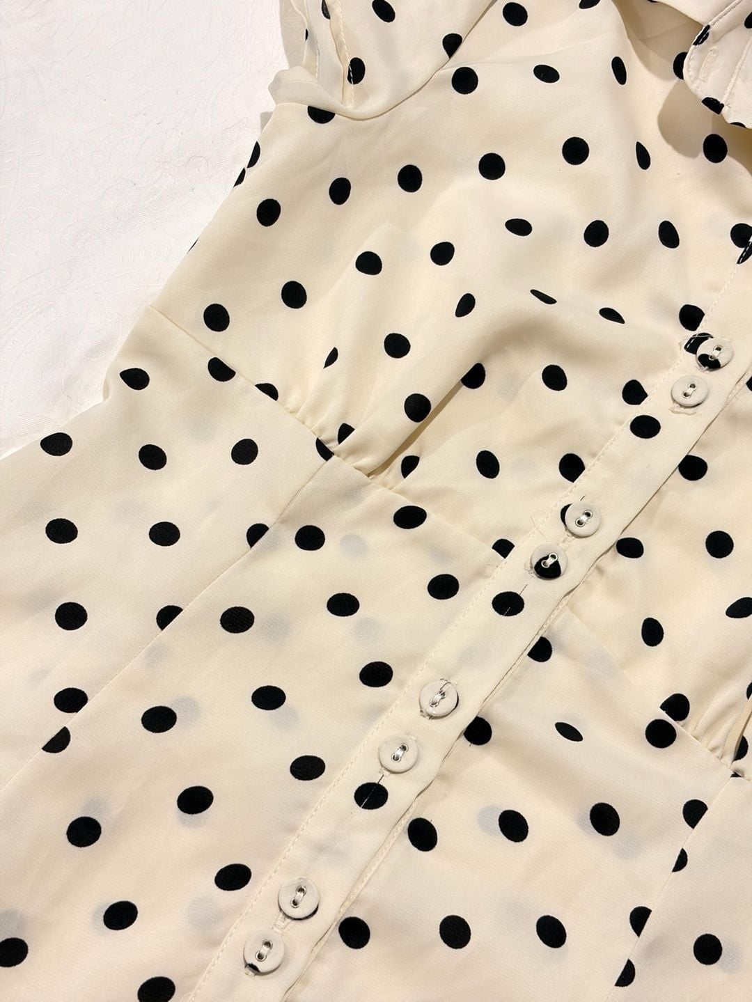 Princess Polly Cottesloe Blouse Size US 2 Cream Polka Dot 4