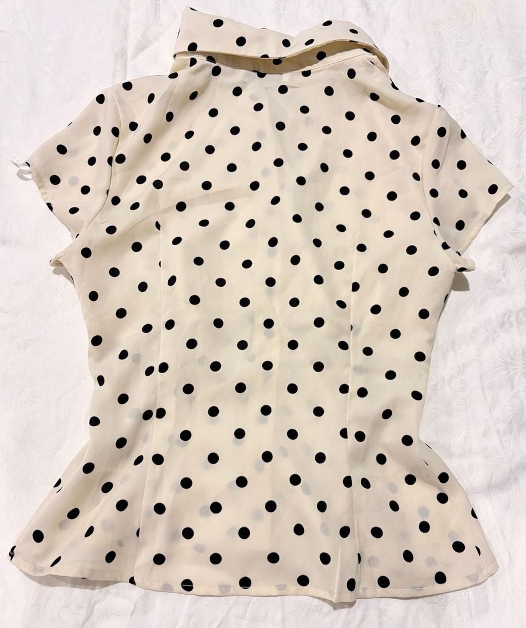 Princess Polly Cottesloe Blouse Size US 2 Cream Polka Dot 6