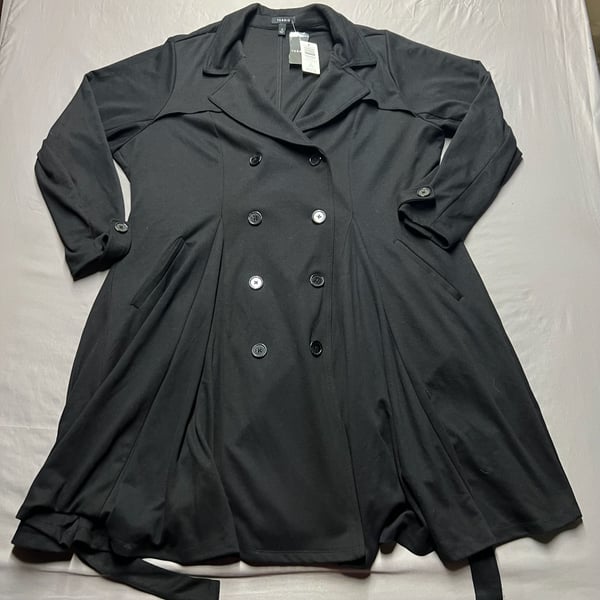 Torrid Brushed Ponte Swing Trench Coat Size 3X 22-24 Black Double Breasted