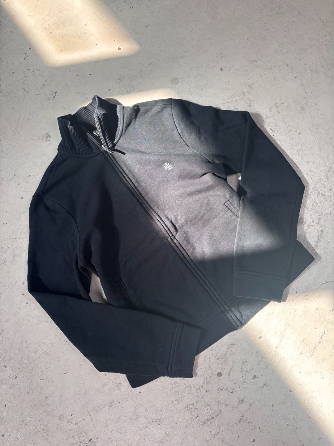 Lauren Ralph Lauren Full Zip Track Jacket Size M Black Cotton 2
