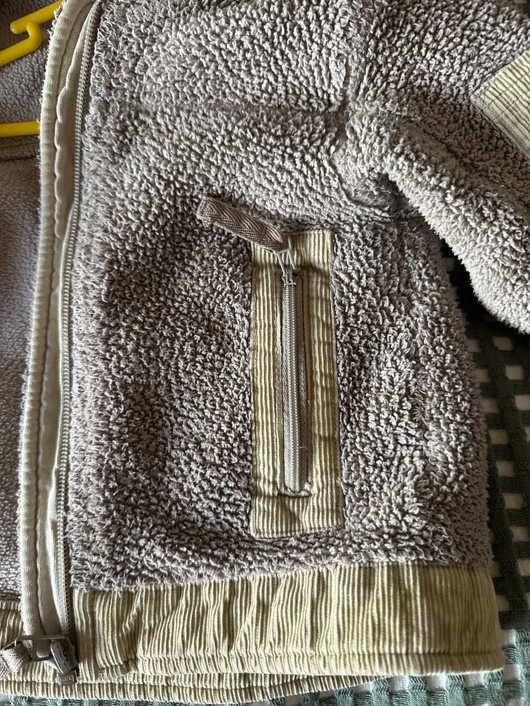 Next Fleece Hooded Jacket Size 9-12 Months Tan Sherpa Corduroy Trim 4