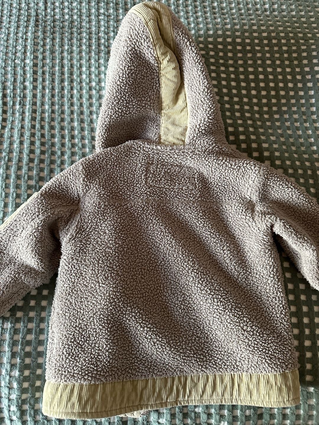 Next Fleece Hooded Jacket Size 9-12 Months Tan Sherpa Corduroy Trim 7