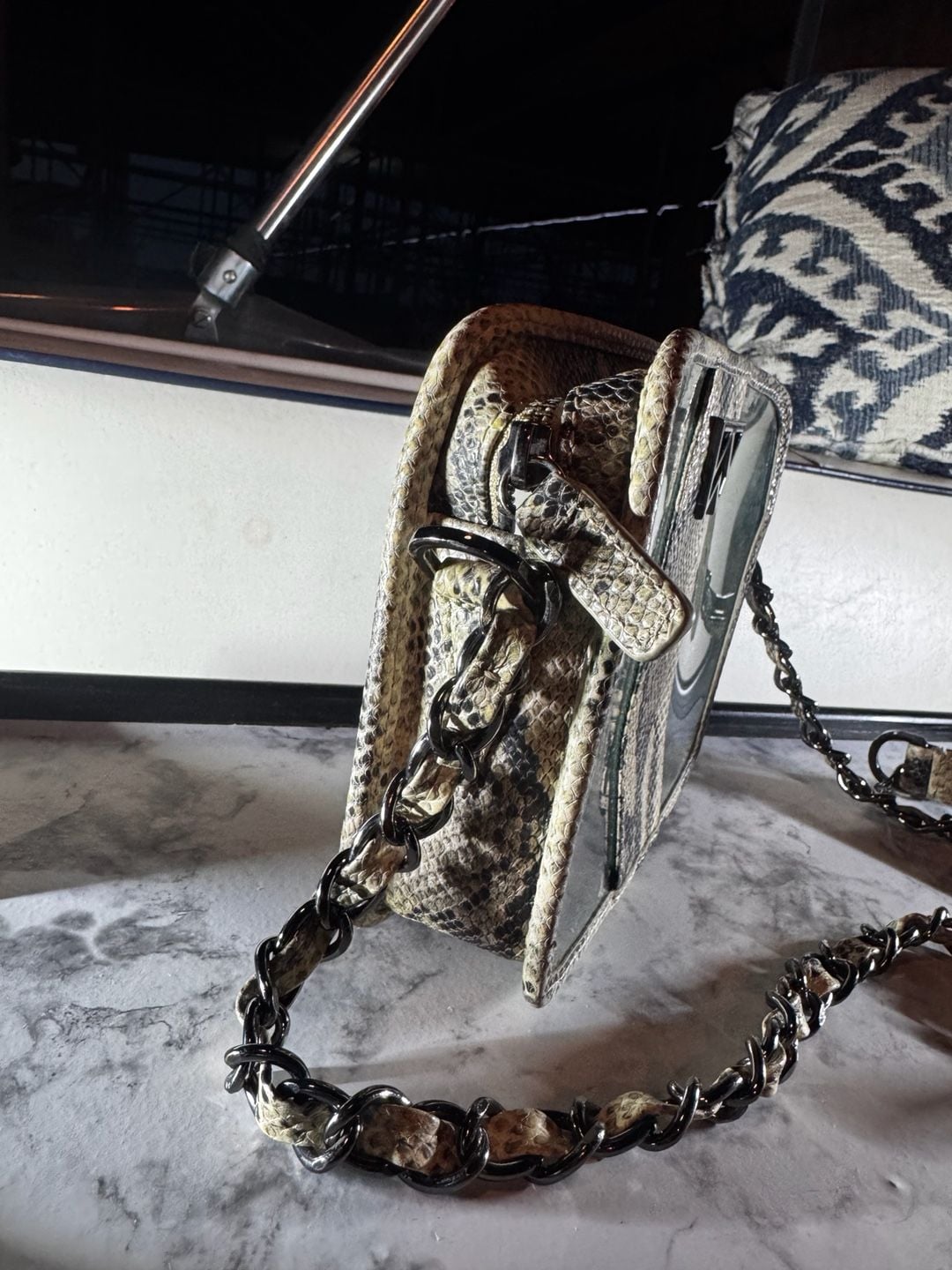 Kelly Wynne Clear Mingle Mingle Mini leather crossbody stadium bag snakeskin 5