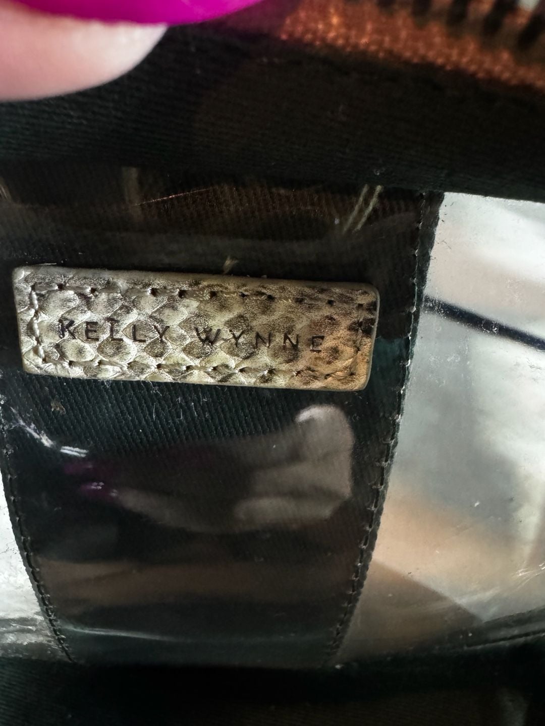 Kelly Wynne Clear Mingle Mingle Mini leather crossbody stadium bag snakeskin 6
