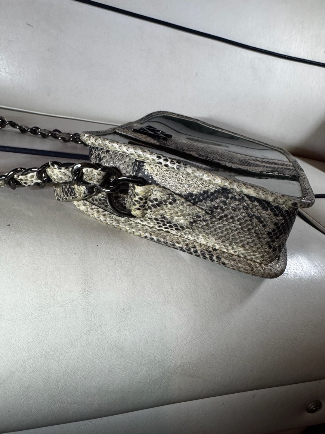Kelly Wynne Clear Mingle Mingle Mini leather crossbody stadium bag snakeskin 8
