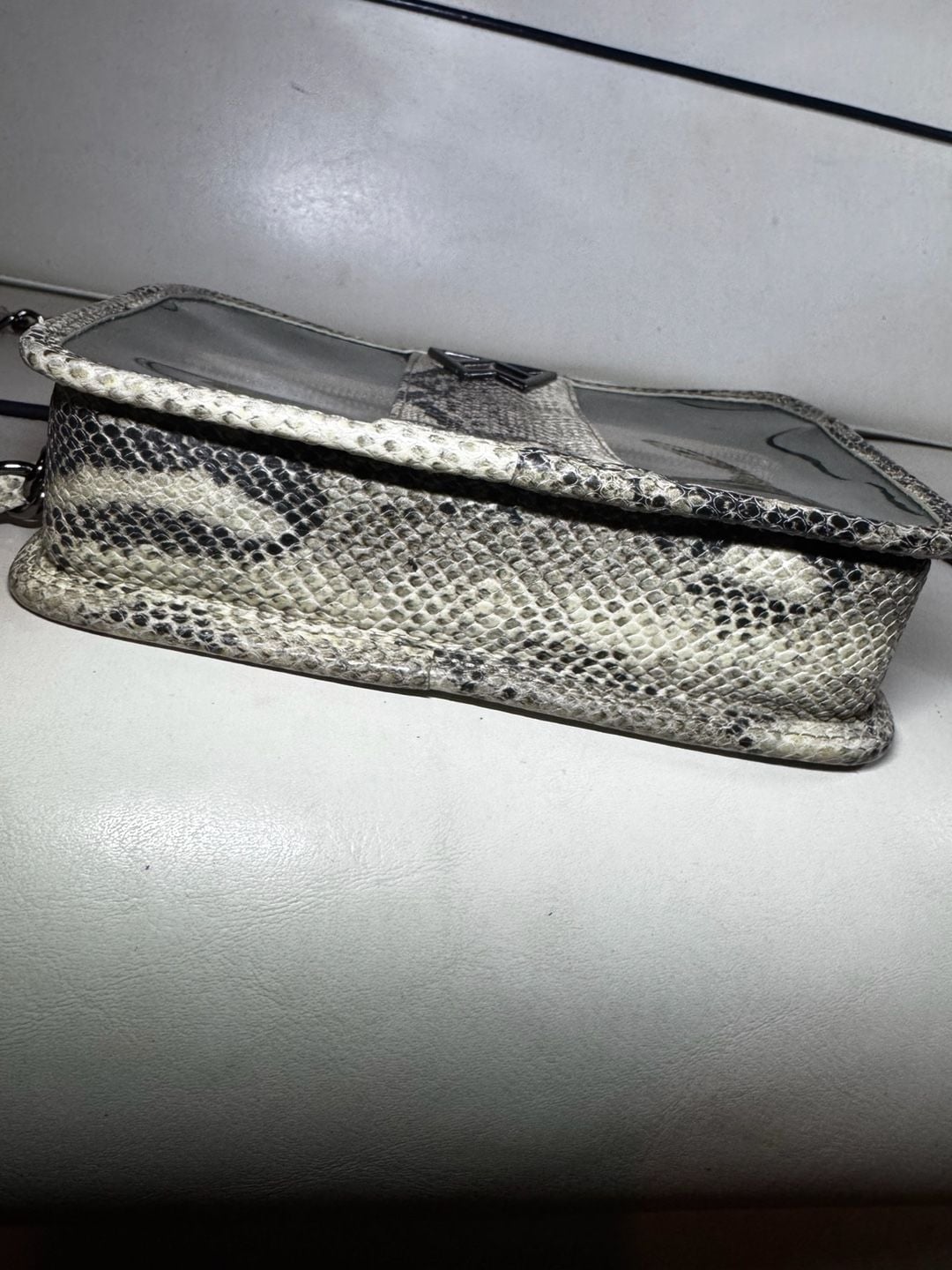 Kelly Wynne Clear Mingle Mingle Mini leather crossbody stadium bag snakeskin 12