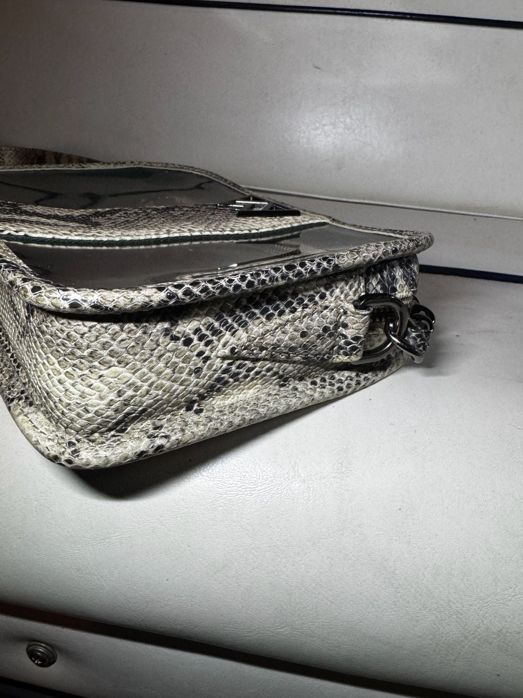 Kelly Wynne Clear Mingle Mingle Mini leather crossbody stadium bag snakeskin 13