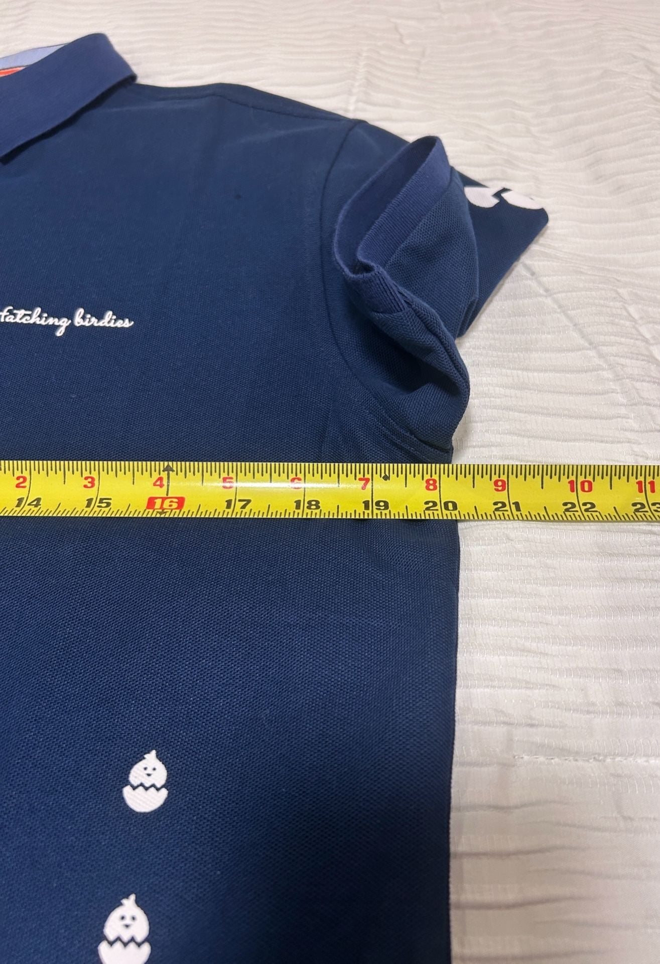 Ming Jiang Youpin Polo Shirt Size XL (US M) Blue Hatching Birds Graphic 10