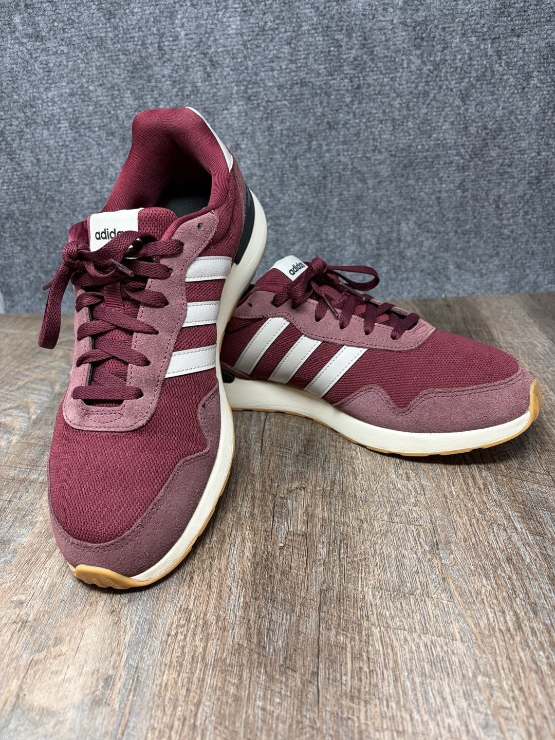 Adidas Run 60s 4.0 Mens classic Sneakers in Burgundy/Silver Size 11-JS1002-clean 2