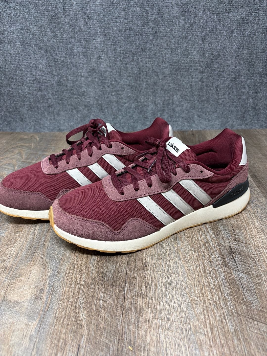 Adidas Run 60s 4.0 Mens classic Sneakers in Burgundy/Silver Size 11-JS1002-clean 5
