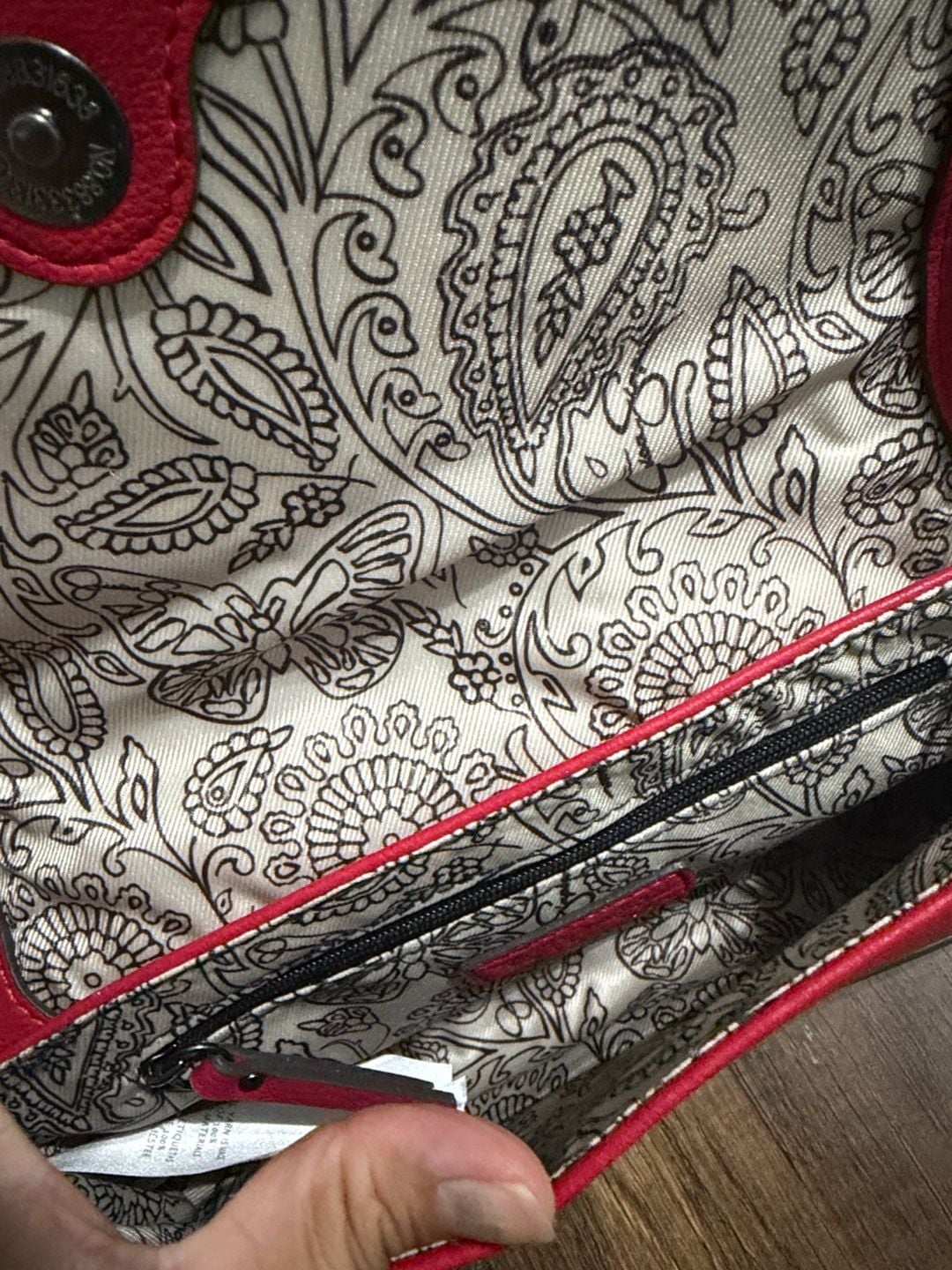 Jessica Simpson Courtney Flap Shoulder Handbag Red Faux Leather Studded 7