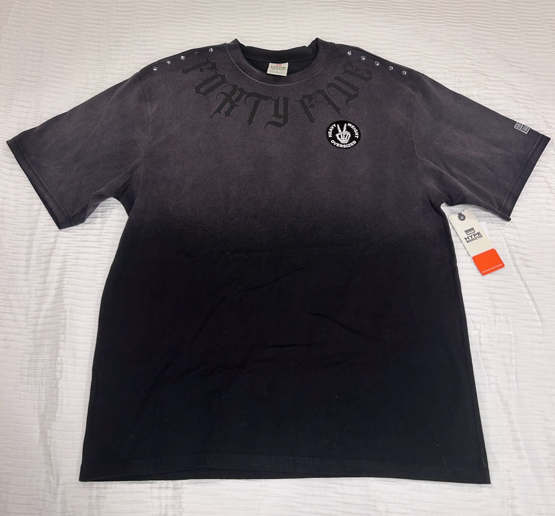 Hype Market45 Forty Five Rhinestone Gradient T-Shirt Size L Black 2