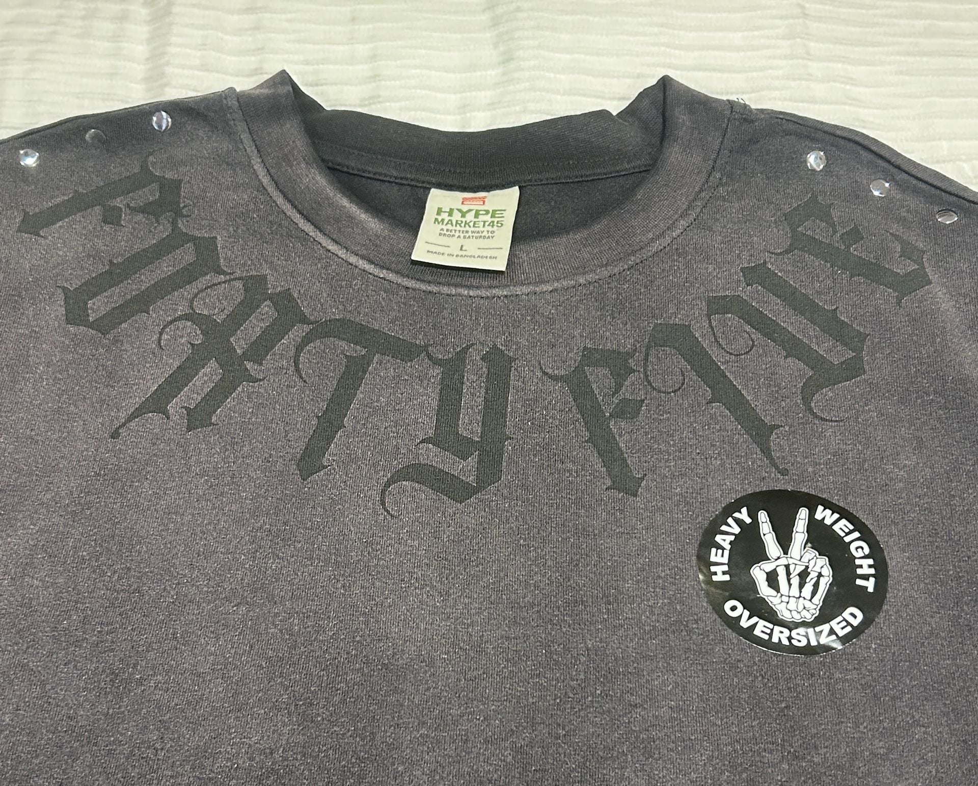 Hype Market45 Forty Five Rhinestone Gradient T-Shirt Size L Black 8