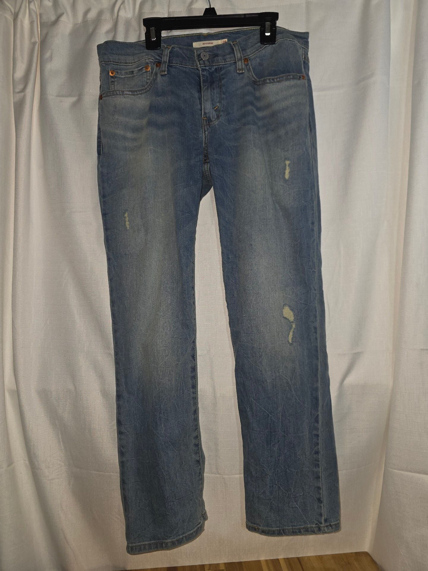 Levi's Boyfriend Jeans 28x26 Light Wash Distressed Relaxed 2