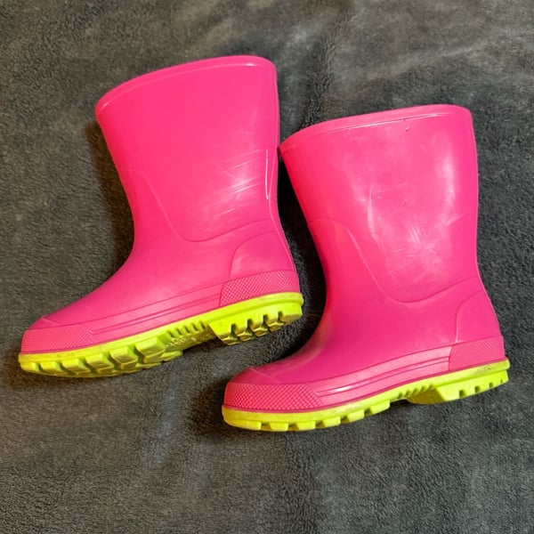 Unbranded Rain Boots Size 5-6 Pink Green Kids Toddler