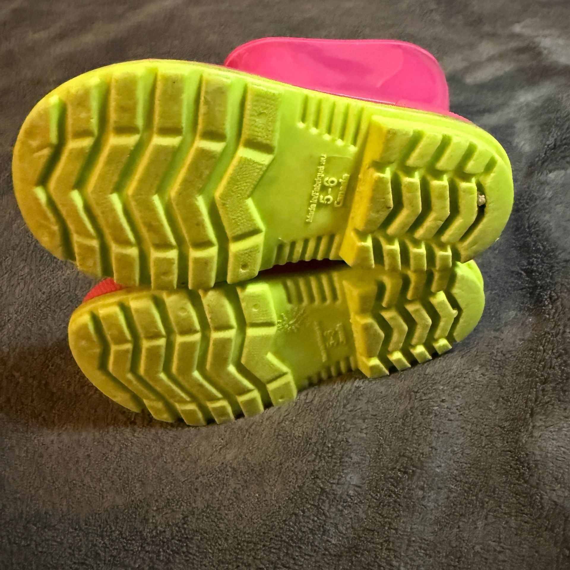 Unbranded Rain Boots Size 5-6 Pink Green Kids Toddler 2