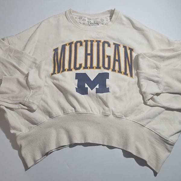 Pressbox Michigan Wolverines Sweatshirt Size XL Natural Oversized