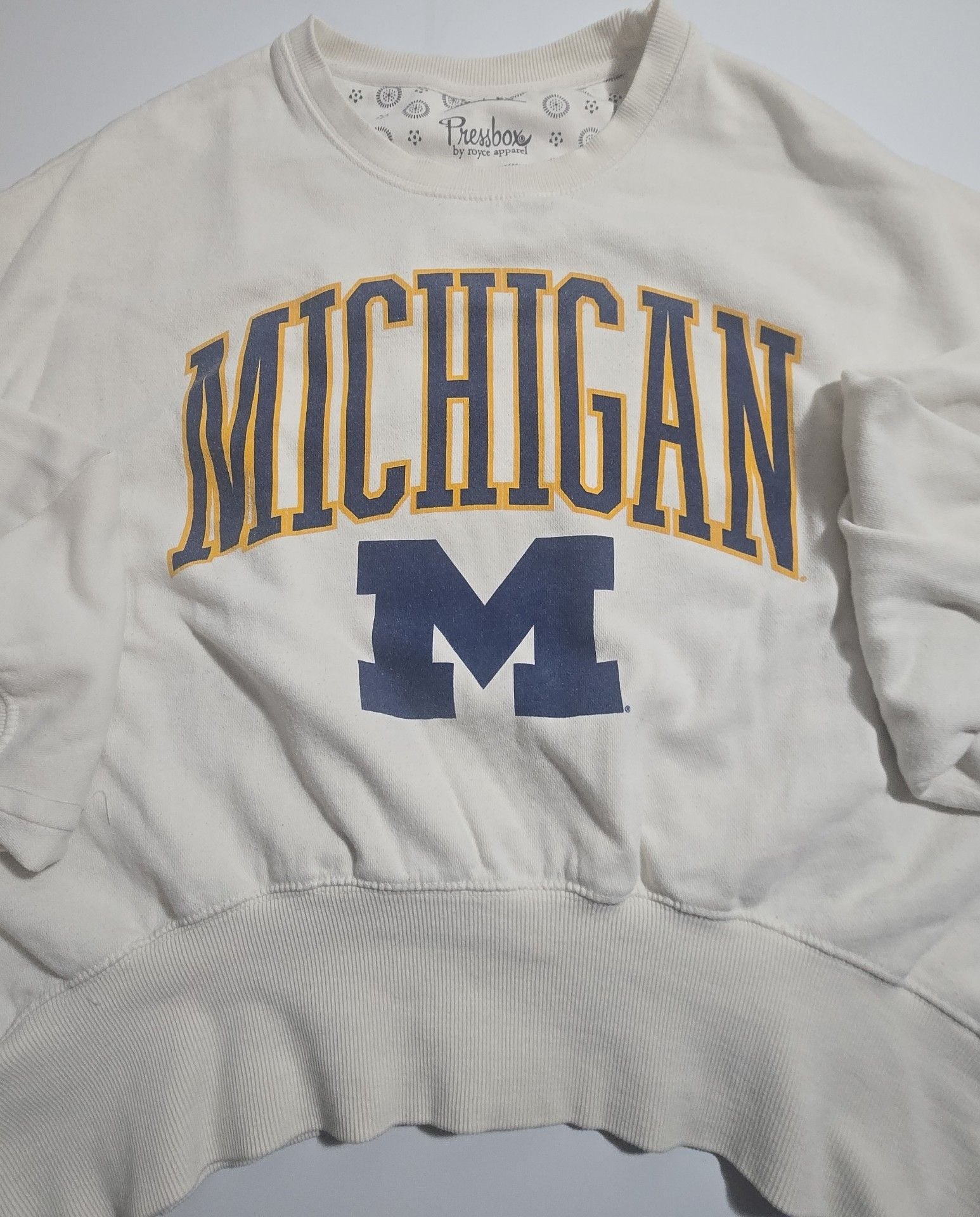 Pressbox Michigan Wolverines Sweatshirt Size XL Natural Oversized 3